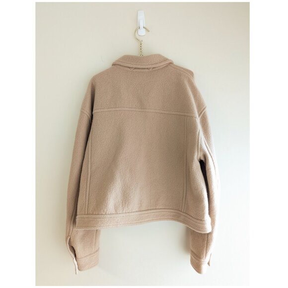 Aritzia Wilfred Free Autumn Shirt Jacket Womens Size XXL 2X Beige Tan 100% Wool - Picture 4 of 16